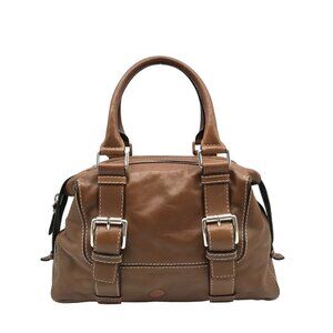 Michael Kors Brown Leather Bowler Satchel Bag